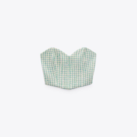 ZARA CHECKERED CORSET CROP TOP - Picture 1 of 10